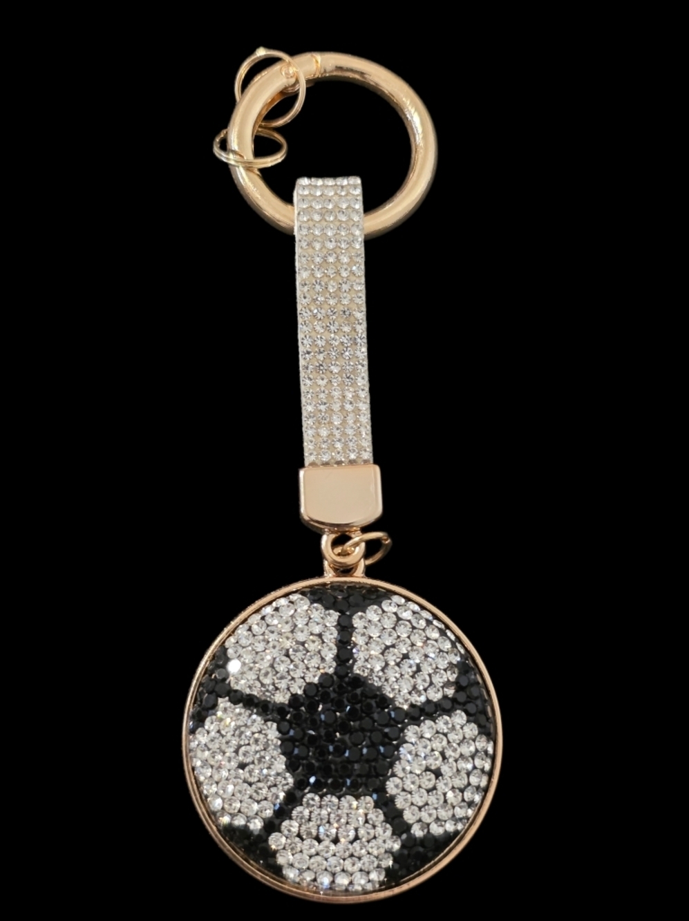 Gold-Tone Crystal Soccer Ball Bag Charm Keychain